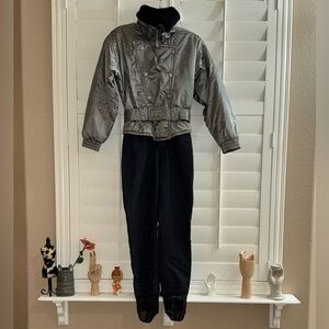 Obermeyer Vintage One-Piece Siren Snow Ski Suit Silver Black